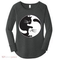 Kawaki Ying Yang Cat Women's Perfect Tri Tunic Long Sleeve Shirt thumb 0
