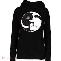 Kawaki Ying Yang Cat Womens Funnel Neck Pullover Hood thumb 0