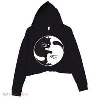 Kawaki Ying Yang Cat Crop Fleece Hoodie thumb 0