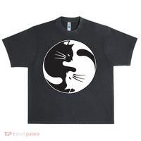 Kawaki Ying Yang Cat Urban Oversized Heavyweight T-Shirt thumb 0