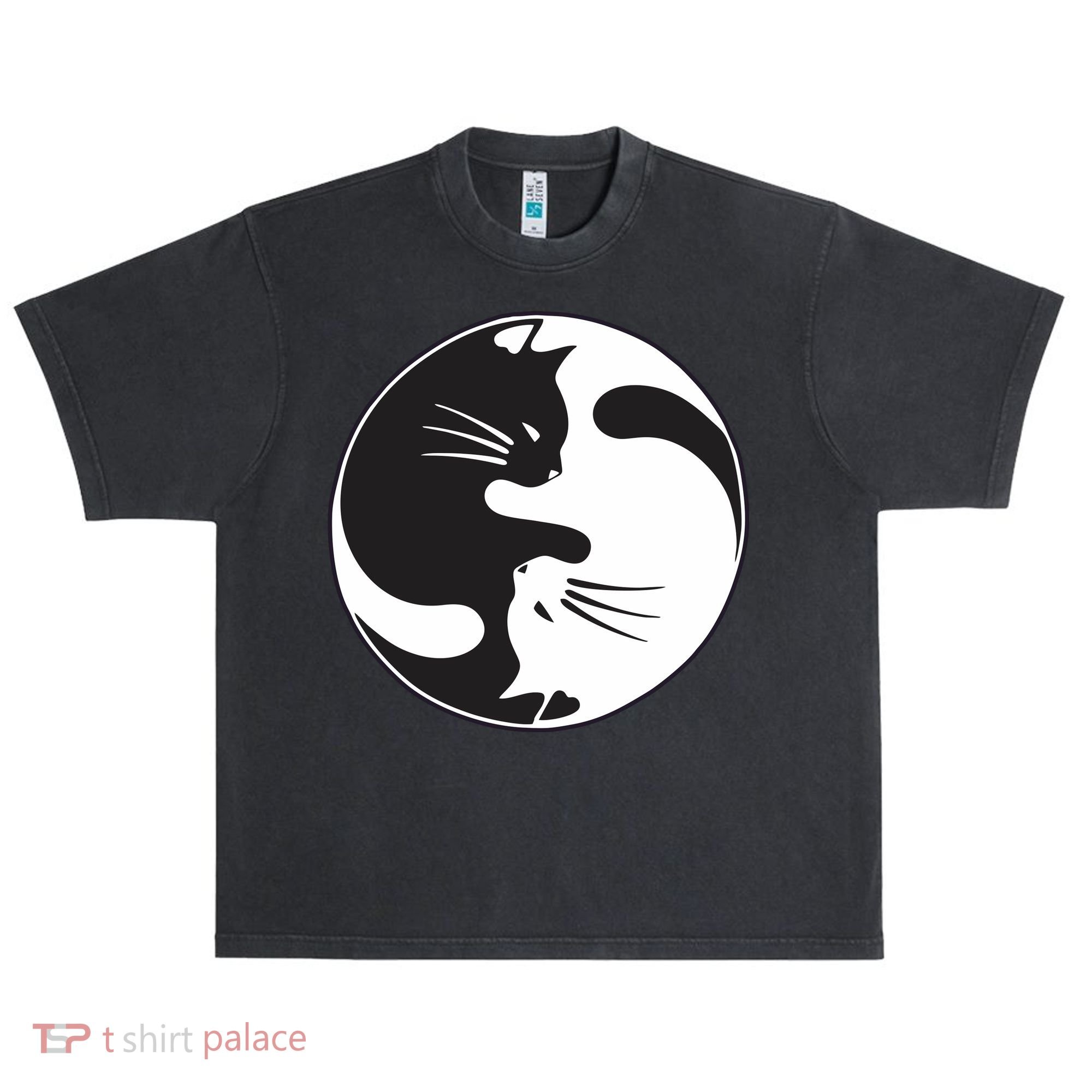 Kawaki Ying Yang Cat Urban Oversized Heavyweight T-Shirt