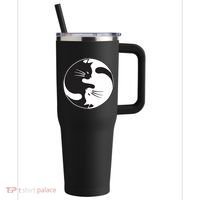 Kawaki Ying Yang Cat 40oz Vacuum Insulated Stainless Steel Travel Tumbler thumb 0