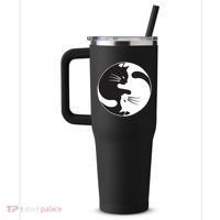 Kawaki Ying Yang Cat 40oz Vacuum Insulated Stainless Steel Travel Tumbler thumb 2