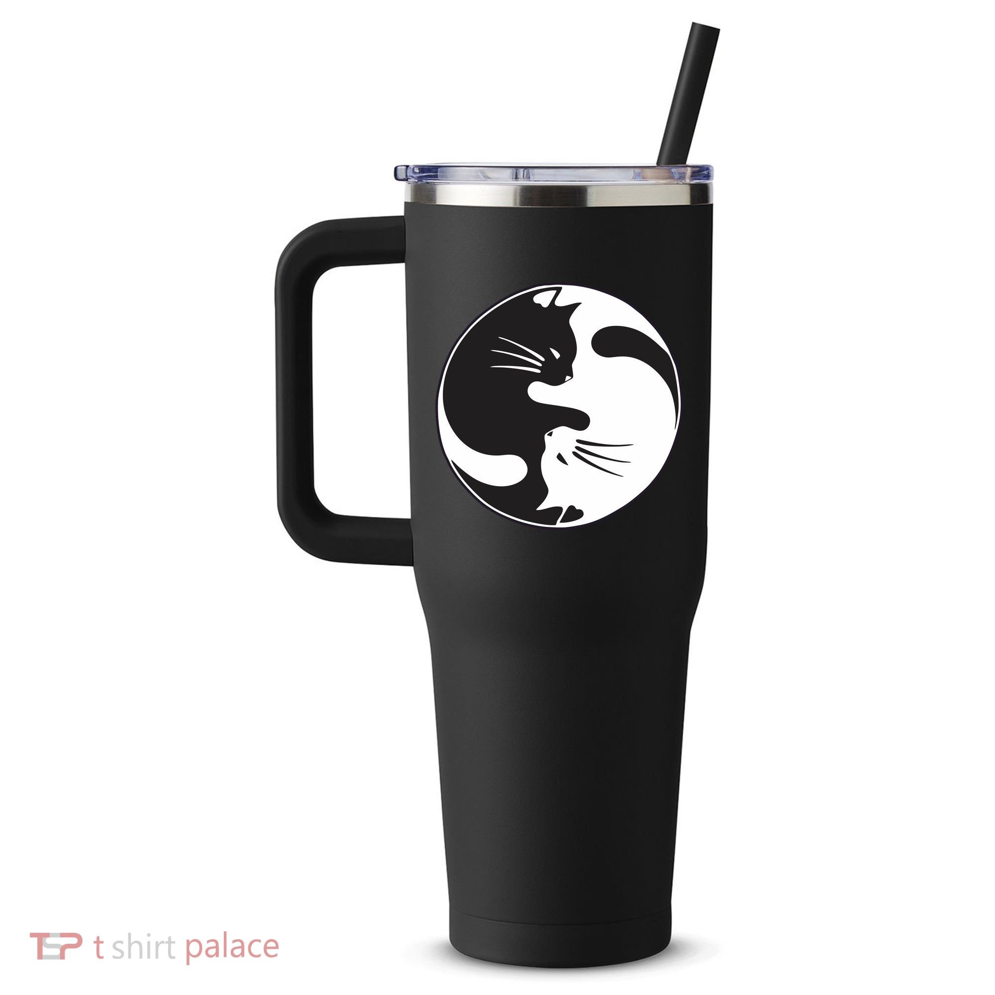 Kawaki Ying Yang Cat 40oz Vacuum Insulated Stainless Steel Travel Tumbler