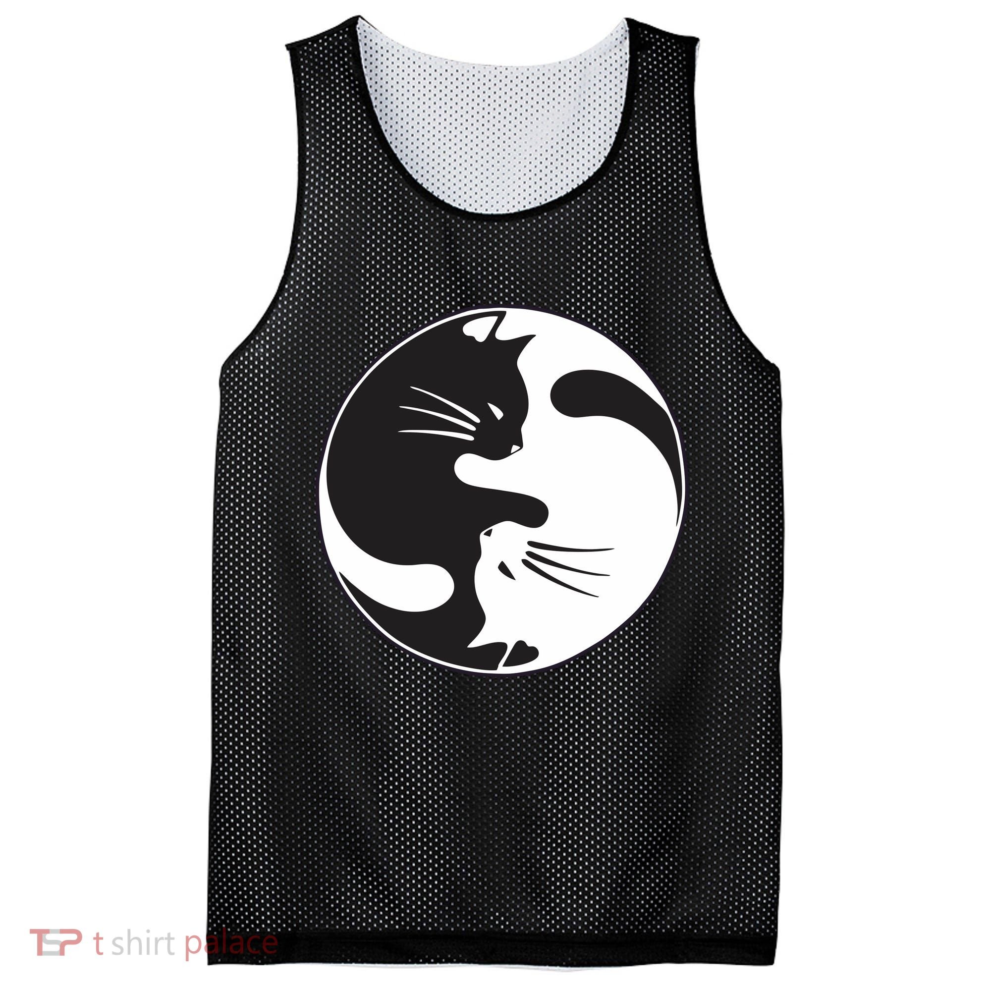 Kawaki Ying Yang Cat Mesh Reversible Basketball Jersey Tank