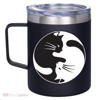 Kawaki Ying Yang Cat 12oz Stainless Steel Coffee Mug thumb 2