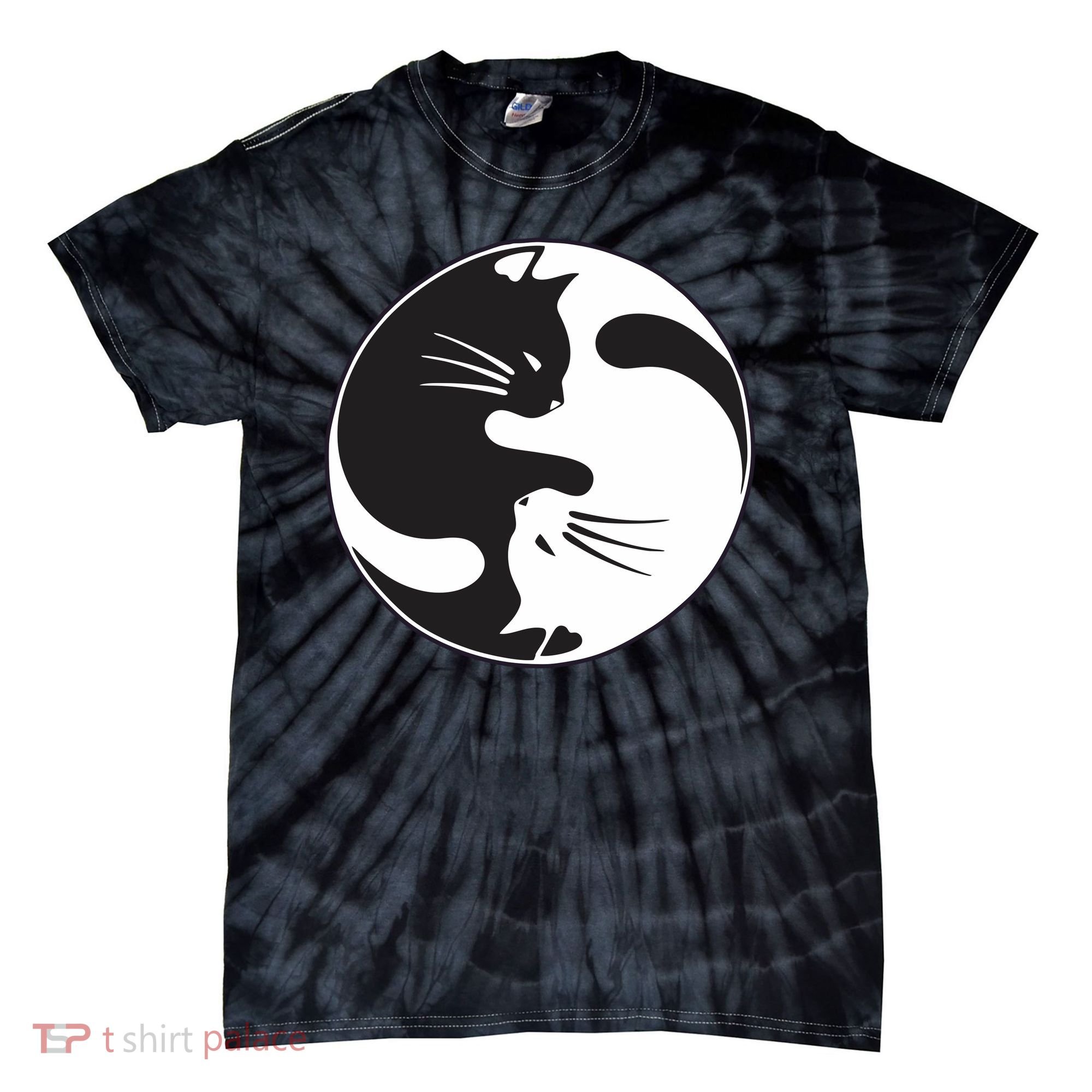 Kawaki Ying Yang Cat Tie-Dye T-Shirt