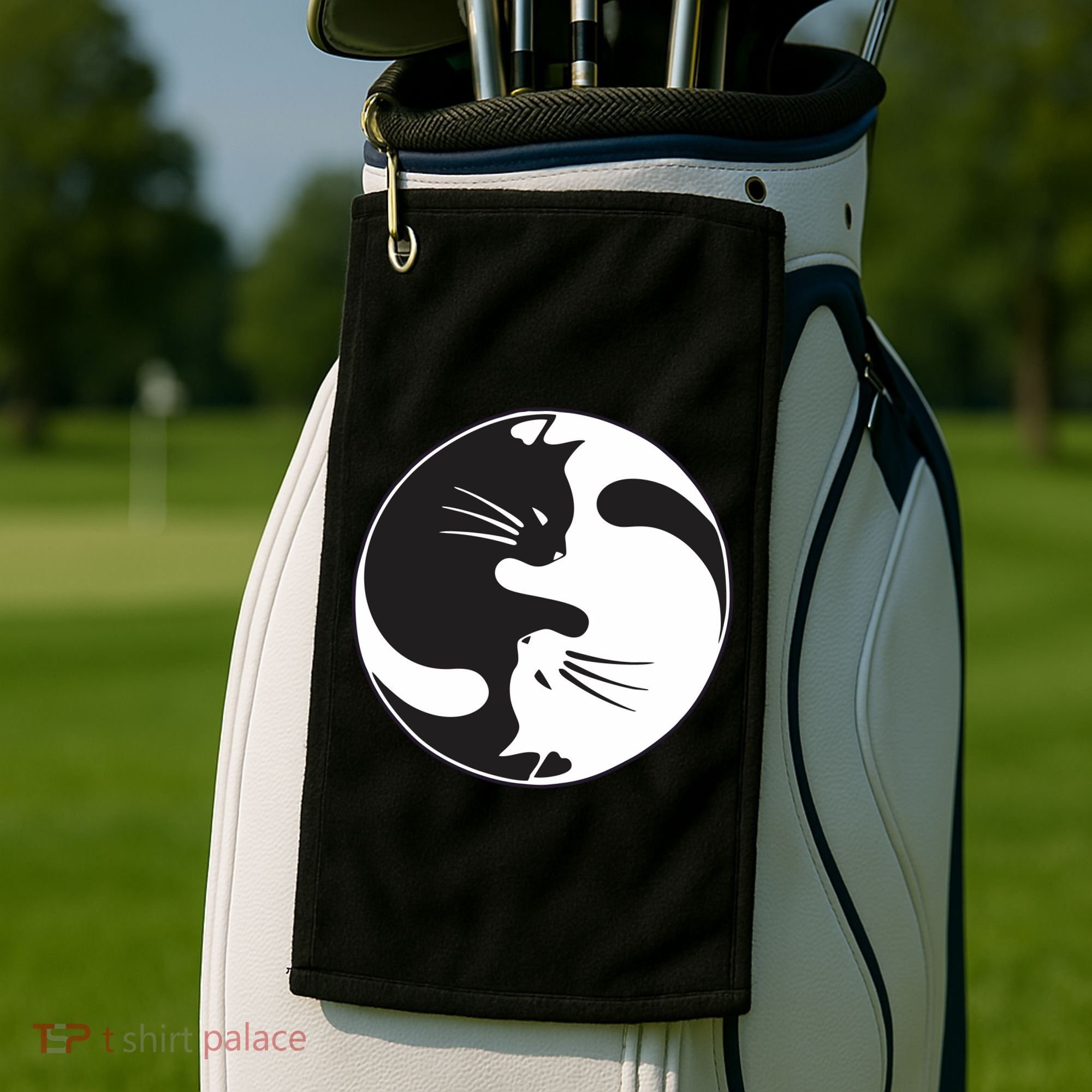 Kawaki Ying Yang Cat Golf Towel