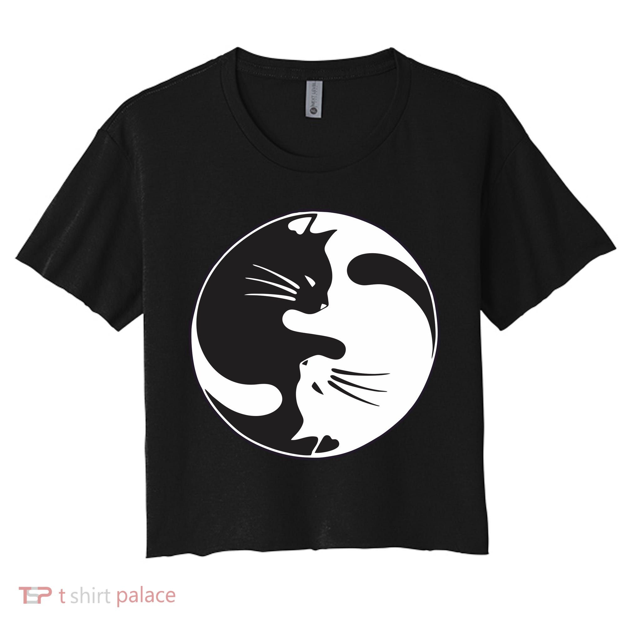 Kawaki Ying Yang Cat Women's Crop Top Tee