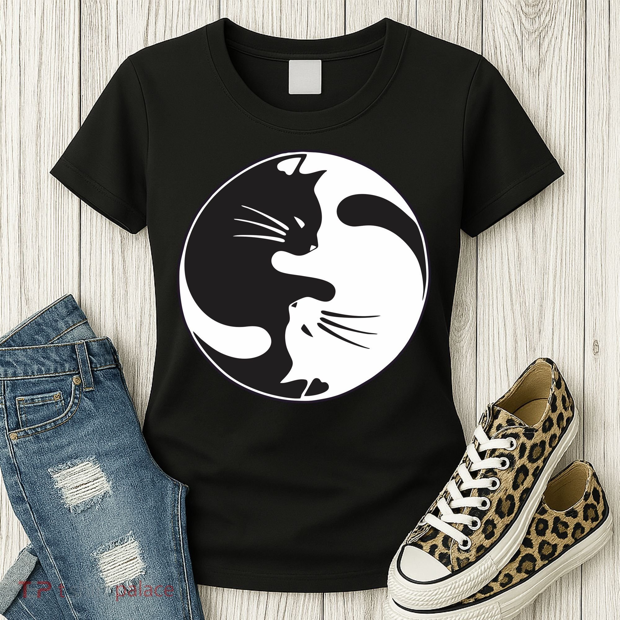 Kawaki Ying Yang Cat Women's T-Shirt