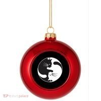 Kawaki Ying Yang Cat Plastic Christmas Ball Ornament thumb 0