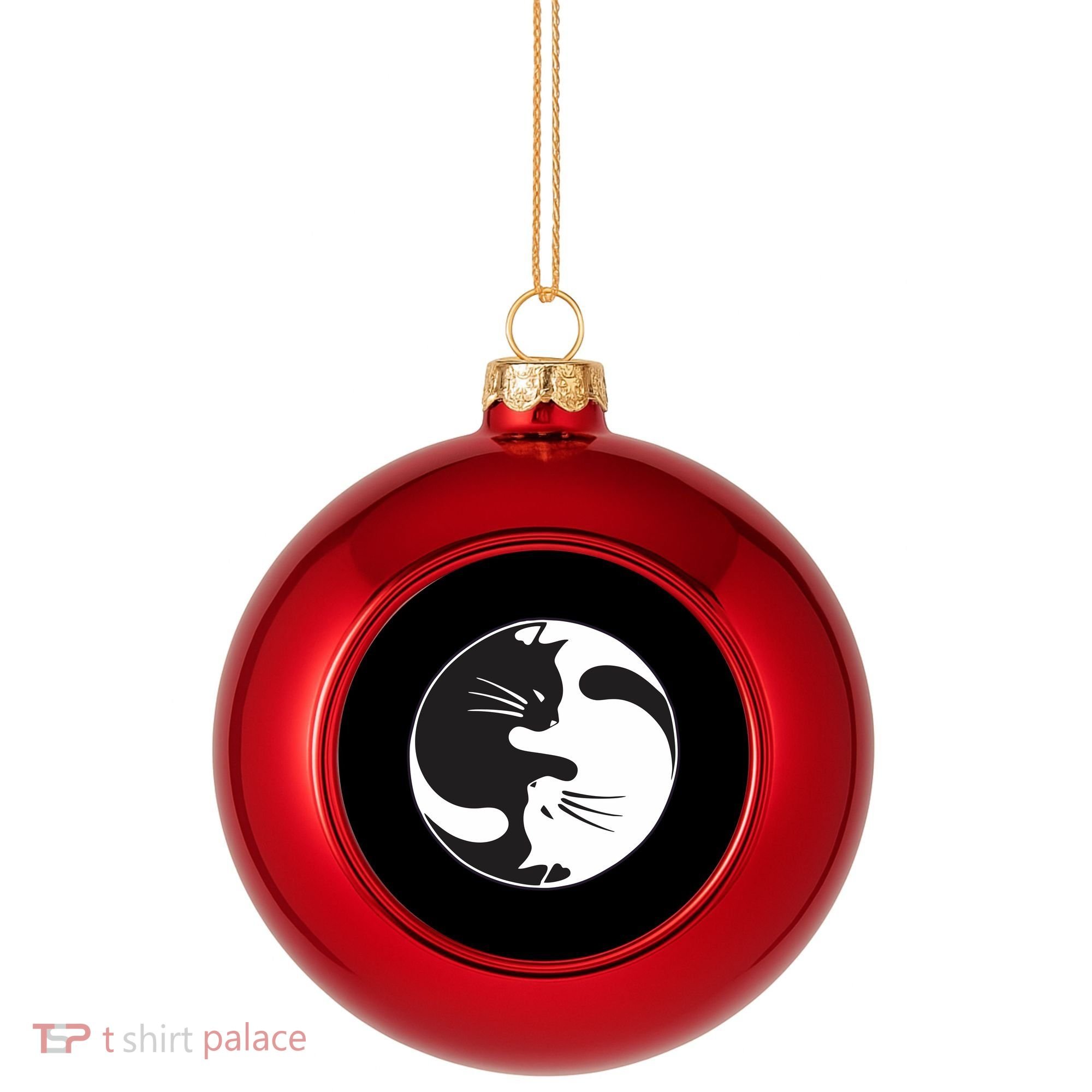 Kawaki Ying Yang Cat Plastic Christmas Ball Ornament