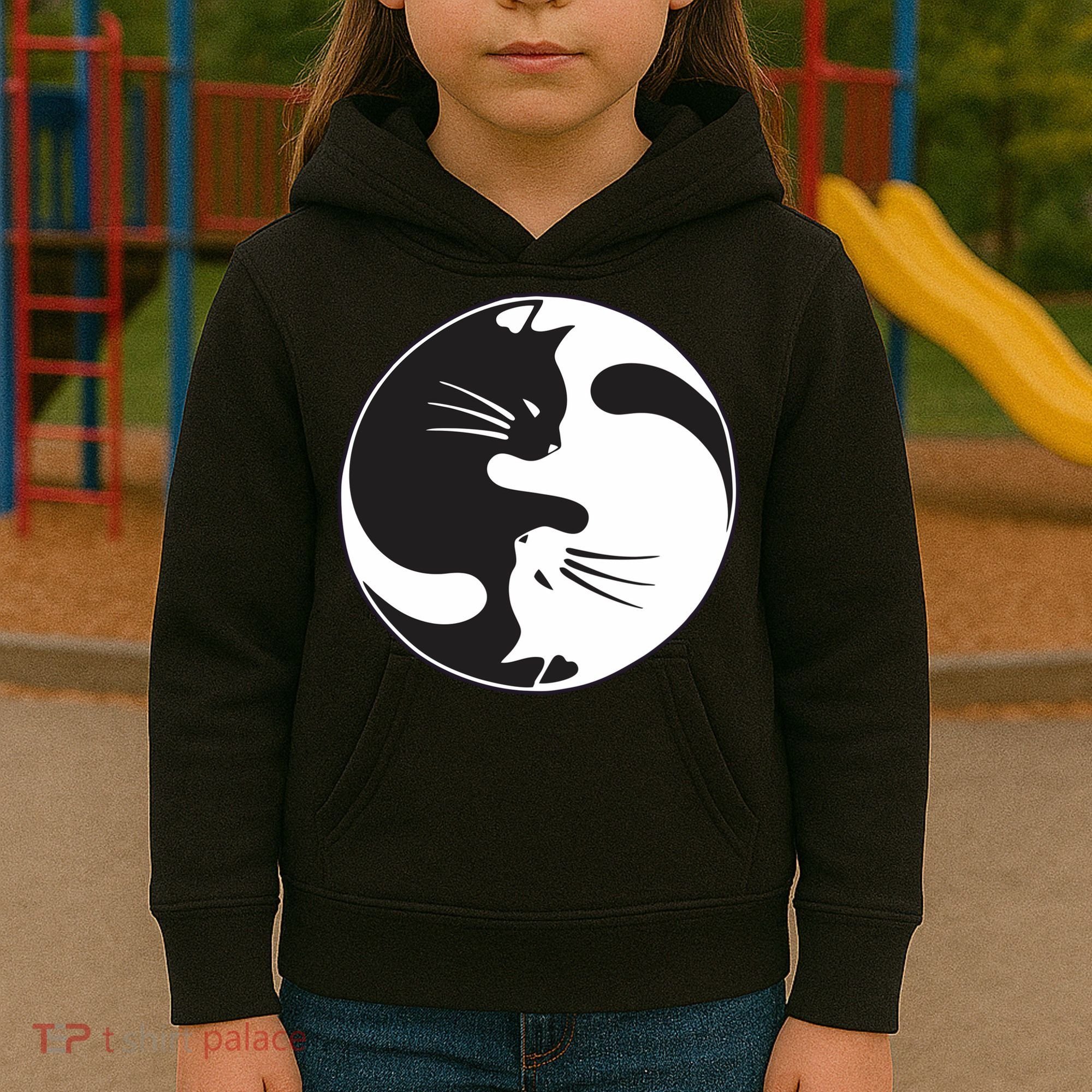 Kawaki Ying Yang Cat Kids Hoodie