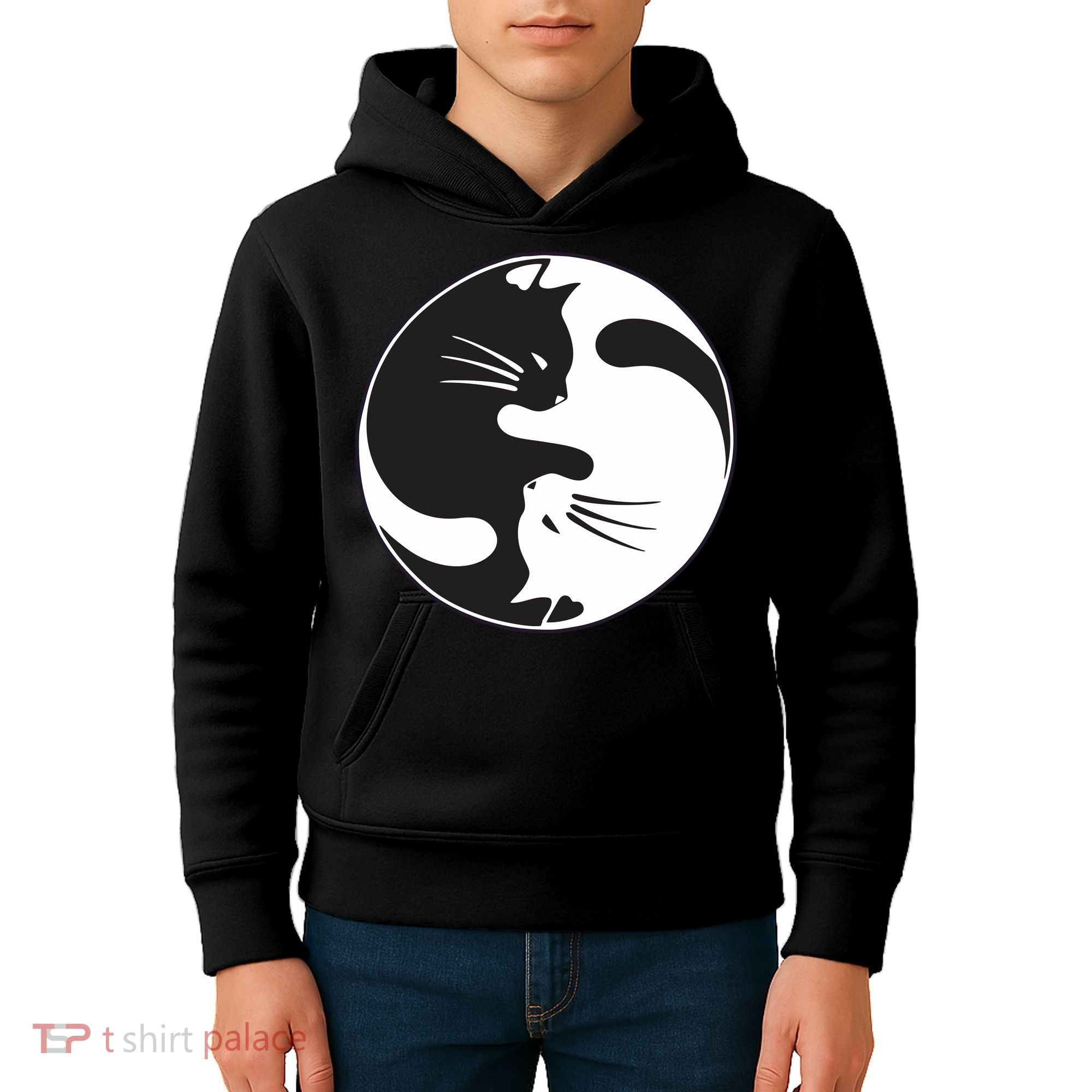 Kawaki Ying Yang Cat Kids Hoodie