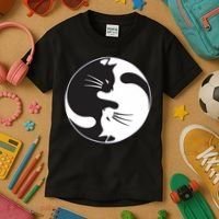 Kawaki Ying Yang Cat Kids T-Shirt thumb 3