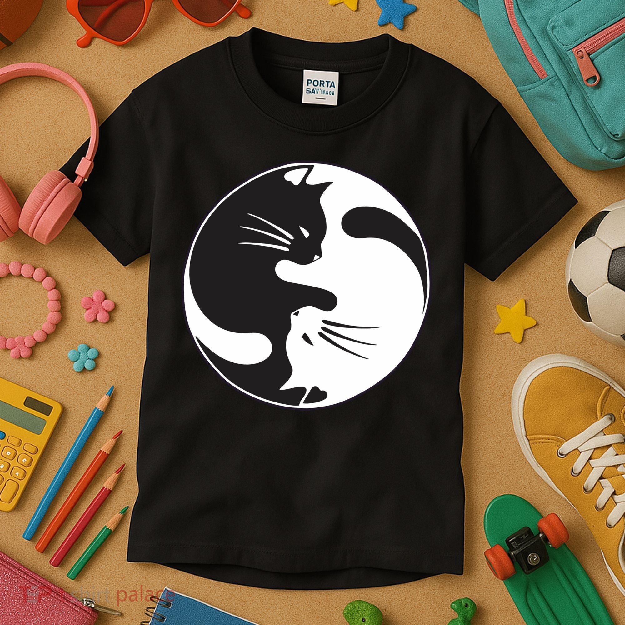 Kawaki Ying Yang Cat Kids T-Shirt