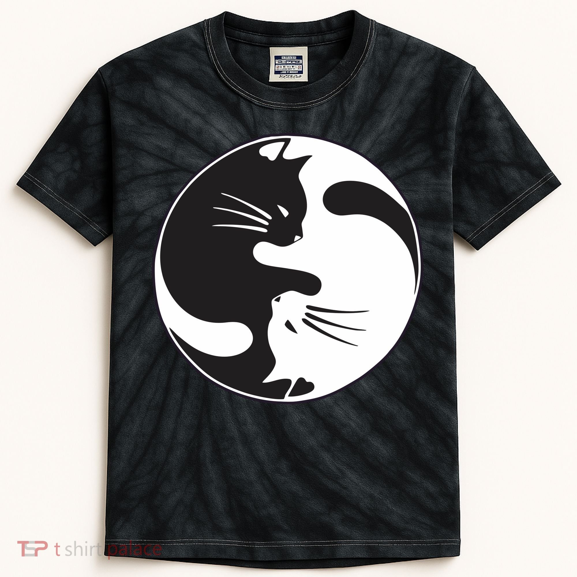 Kawaki Ying Yang Cat Kids Tie-Dye T-Shirt
