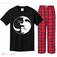Kawaki Ying Yang Cat Kids Plaid Pajama Set thumb 0