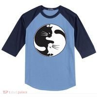 Kawaki Ying Yang Cat Raglan Baseball Sleeve Shirt thumb 0