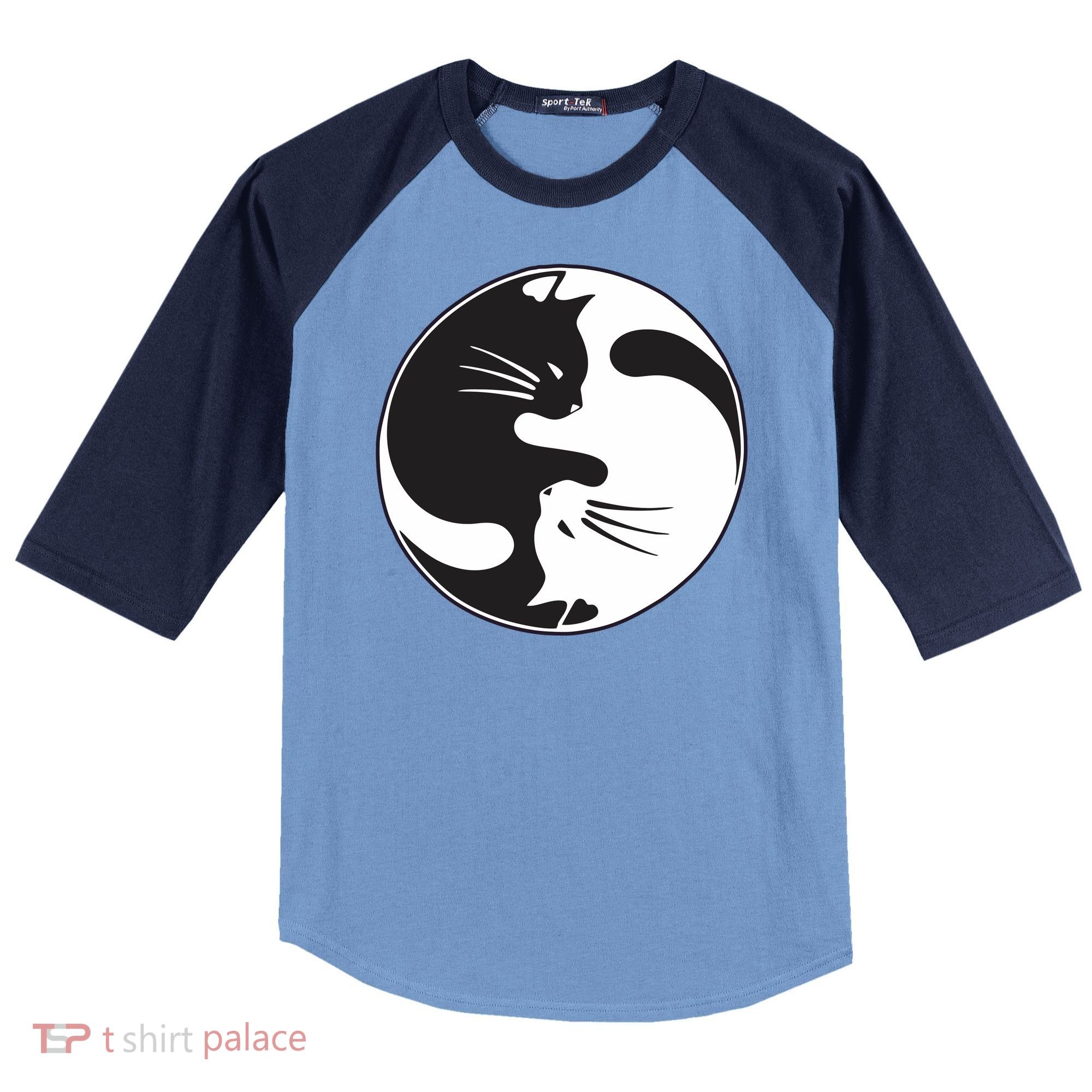 Kawaki Ying Yang Cat Raglan Baseball Sleeve Shirt