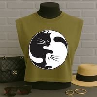 Kawaki Ying Yang Cat Garment-Dyed Women's Muscle Tee thumb 3