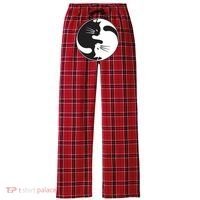 Kawaki Ying Yang Cat Women's Flannel Plaid Pajama Pants thumb 0