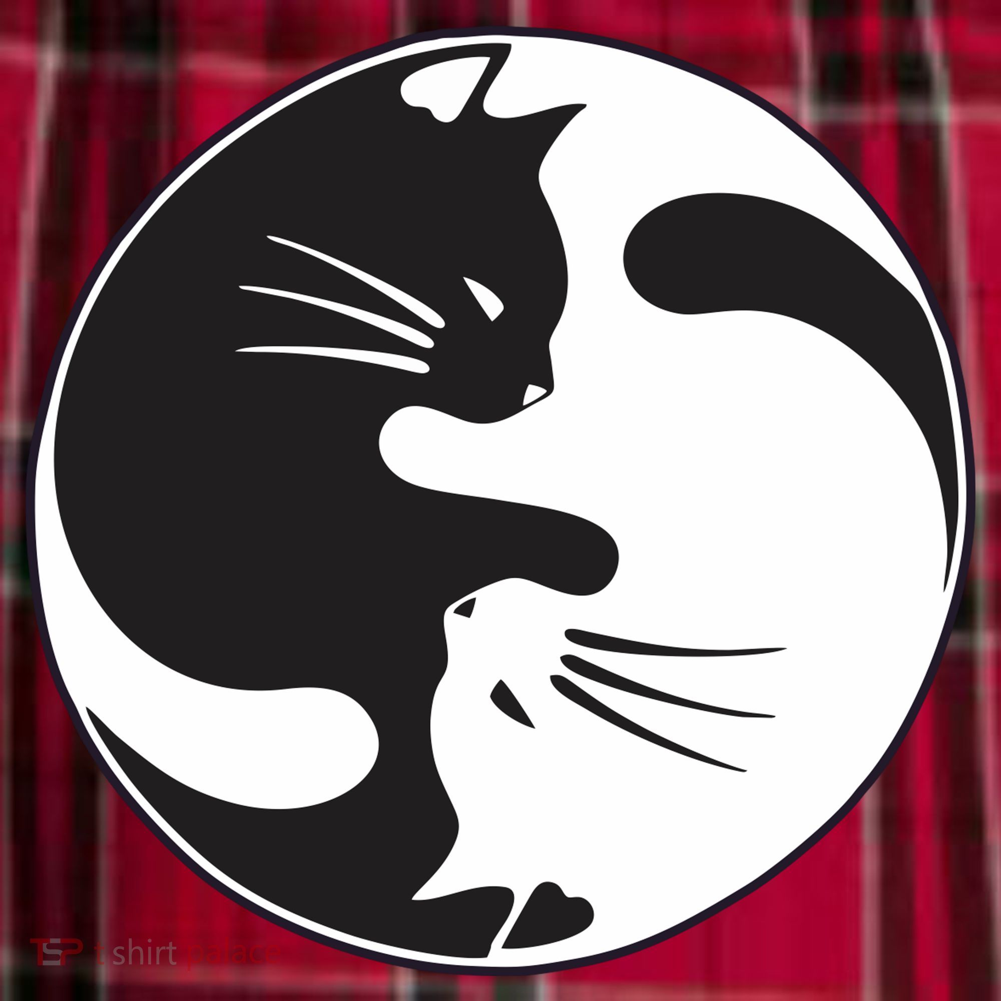 Kawaki Ying Yang Cat Women's Flannel Plaid Pajama Pants