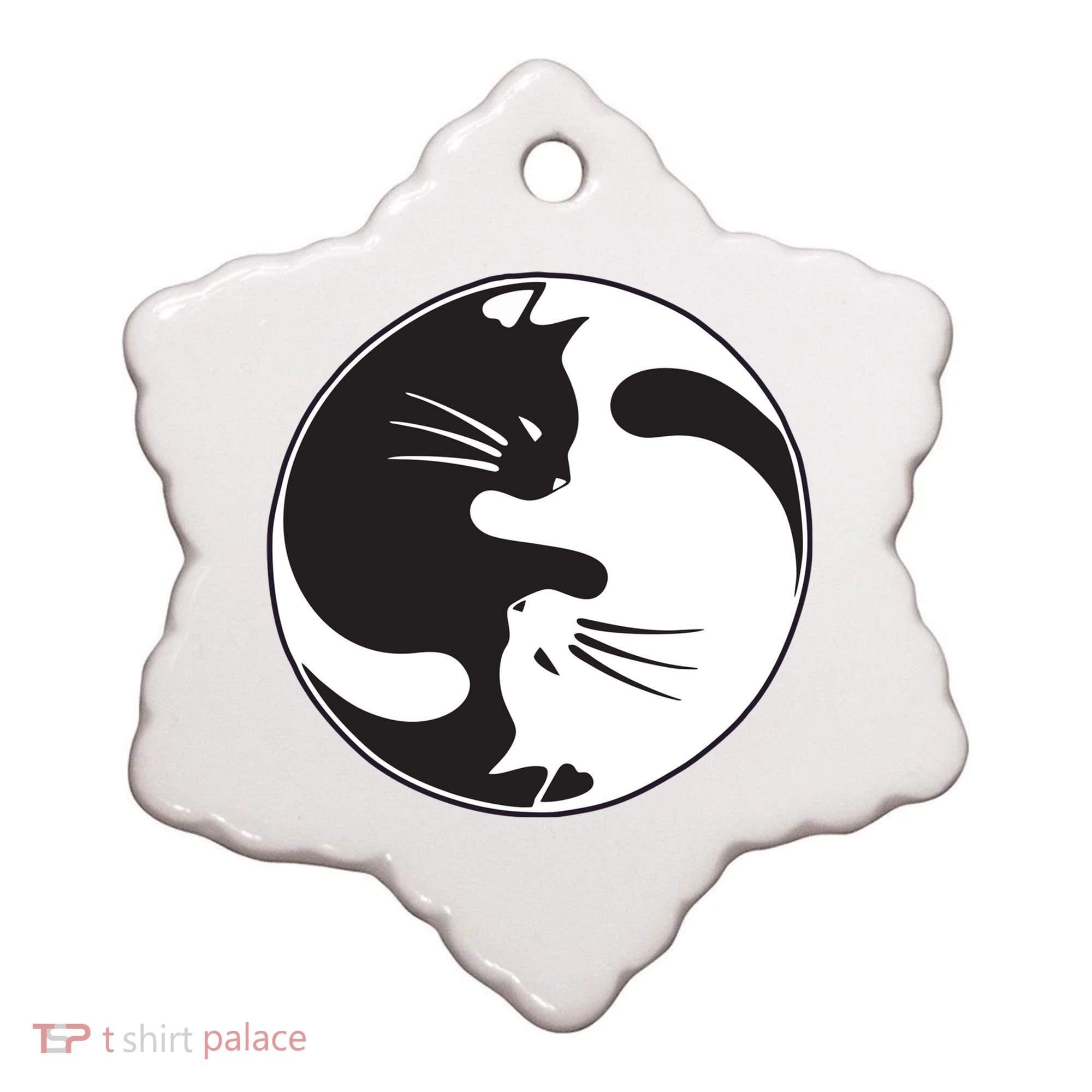 Kawaki Ying Yang Cat Ceramic Ornament