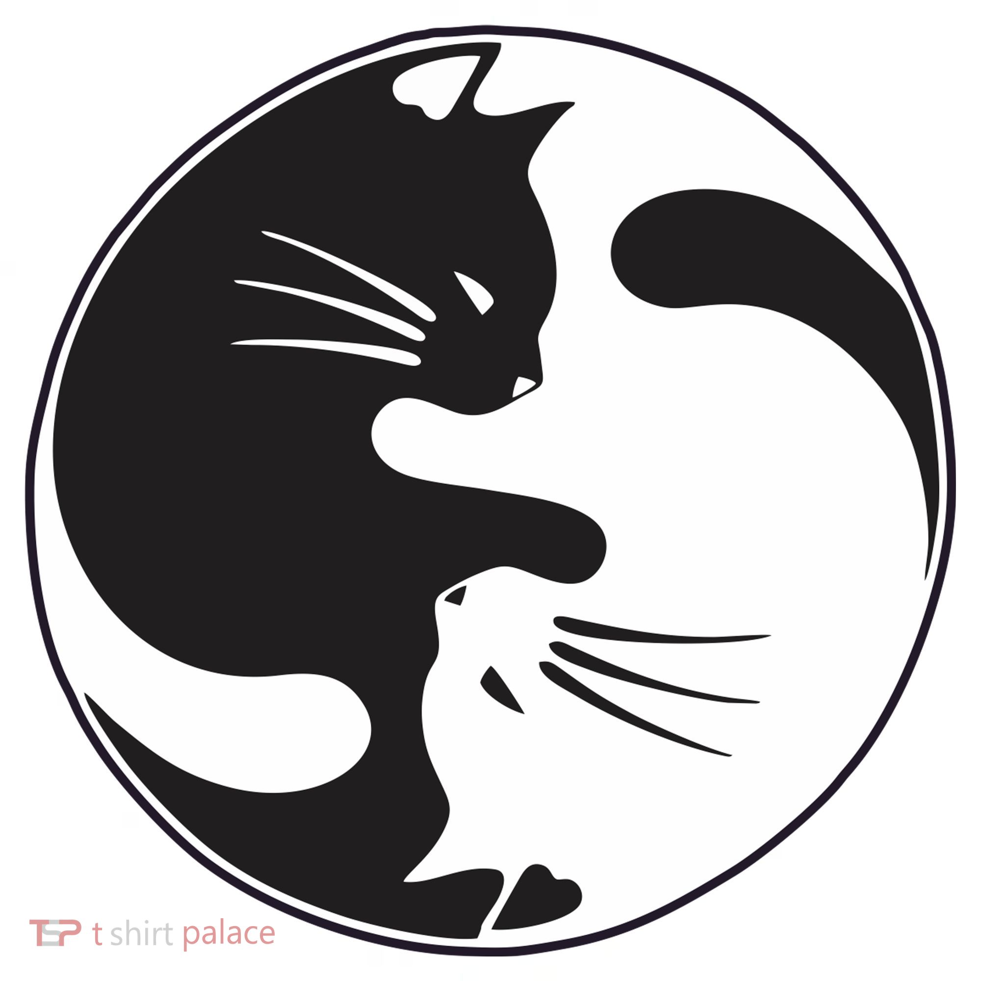 Kawaki Ying Yang Cat Ceramic Ornament