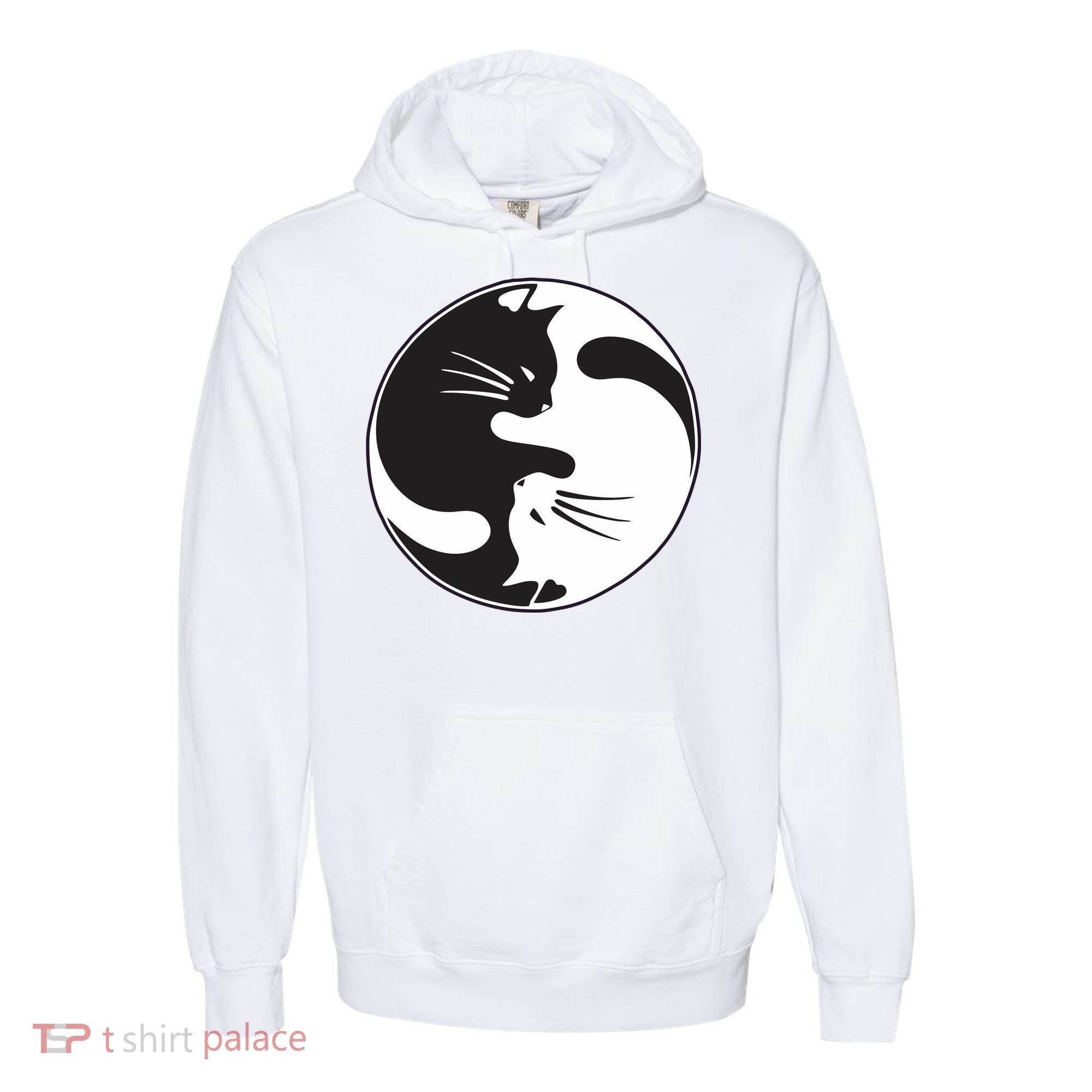 Kawaki Ying Yang Cat Comfort Colors Garment-Dyed Hooded Sweatshirt