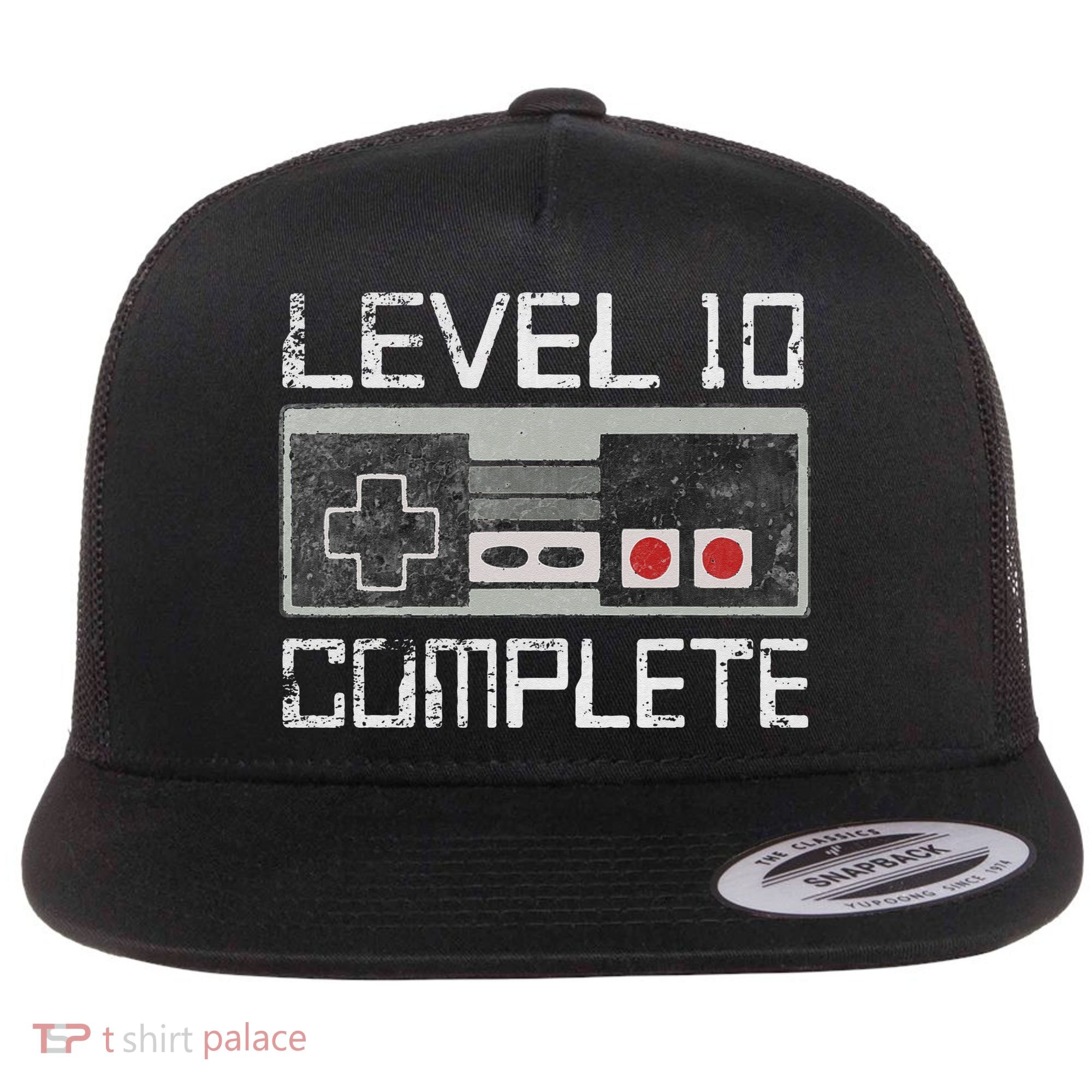 Level 10 Complete 10 Year 10th Wedding Anniversary For Him Flat Bill Trucker Hat