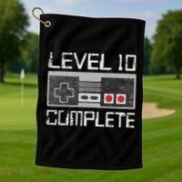 Level 10 Complete 10 Year 10th Wedding Anniversary For Him Golf Towel thumb 1