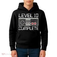Level 10 Complete 10 Year 10th Wedding Anniversary For Him Kids Hoodie thumb 4