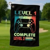 Level 1 Complete 1 Anniversary 1st Wedding Anniversary Gamer Gift Golf Towel thumb 1