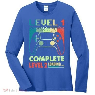 Level 1 Complete 1 Anniversary 1st Wedding Anniversary Gamer Gift Women's Long Sleeve Shirt