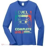Level 1 Complete 1 Anniversary 1st Wedding Anniversary Gamer Gift Women's Long Sleeve Shirt thumb 0