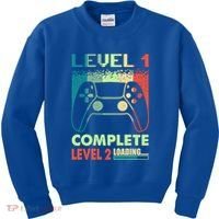 Level 1 Complete 1 Anniversary 1st Wedding Anniversary Gamer Gift Kids Sweatshirt thumb 0