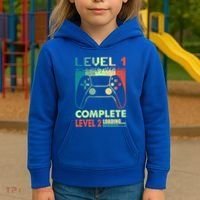 Level 1 Complete 1 Anniversary 1st Wedding Anniversary Gamer Gift Kids Hoodie thumb 3