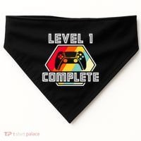 Level 1 Complete 1 Anniversary 1st Wedding Anniversary Gamer Gift USA-Made Doggie Bandana thumb 0