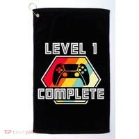 Level 1 Complete 1 Anniversary 1st Wedding Anniversary Gamer Gift Golf Towel thumb 0