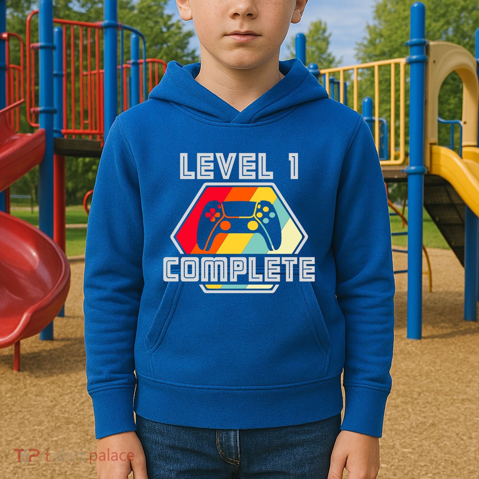 Level 1 Complete 1 Anniversary 1st Wedding Anniversary Gamer Gift Kids Hoodie