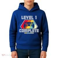 Level 1 Complete 1 Anniversary 1st Wedding Anniversary Gamer Gift Kids Hoodie thumb 4