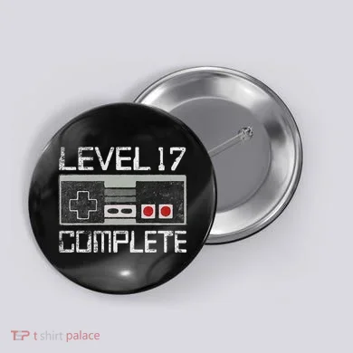 Level 17 Complete 17 Year 17th Wedding Anniversary Button
