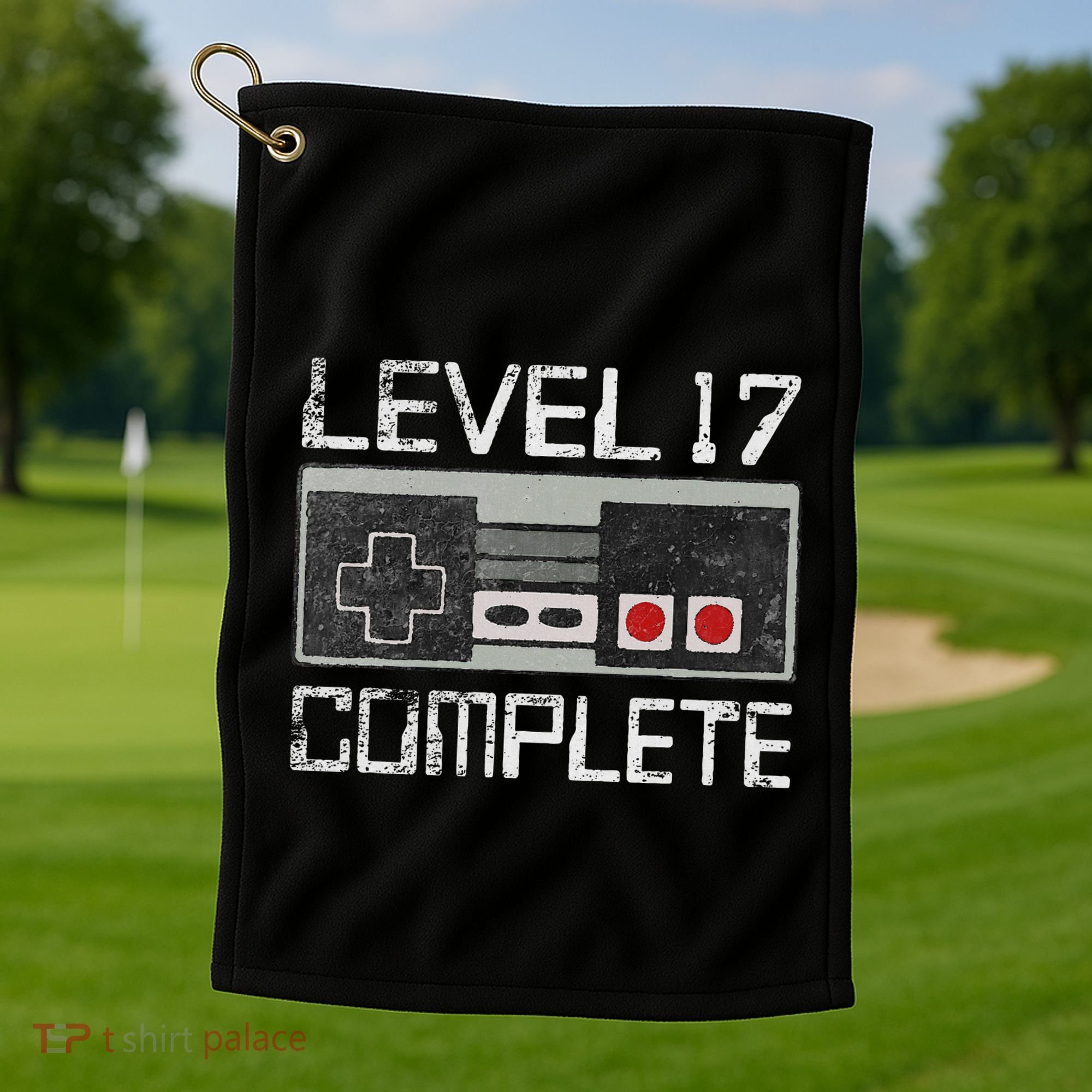Level 17 Complete 17 Year 17th Wedding Anniversary Golf Towel
