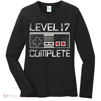 Level 17 Complete 17 Year 17th Wedding Anniversary Women's Long Sleeve Shirt