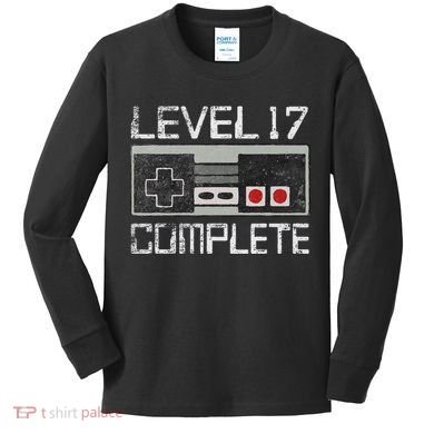Level 17 Complete 17 Year 17th Wedding Anniversary Kids Long Sleeve Shirt