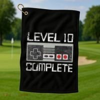 Level 10 Complete 10 Year 10th Wedding Anniversary For Him Golf Towel thumb 1
