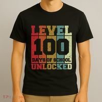 Level 100 Days Of School Unlocked Funny School T-Shirt thumb 3