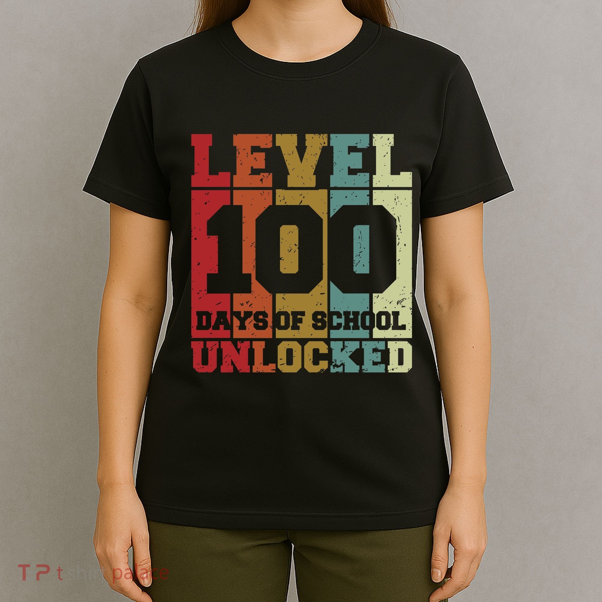 Level 100 Days Of School Unlocked Funny School T-Shirt