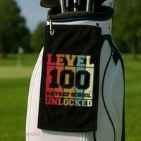 Level 100 Days Of School Unlocked Funny School Golf Towel thumb 2